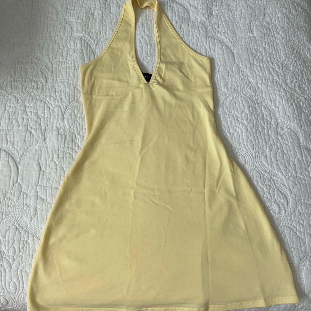 White Fox Yellow Halter Dress
